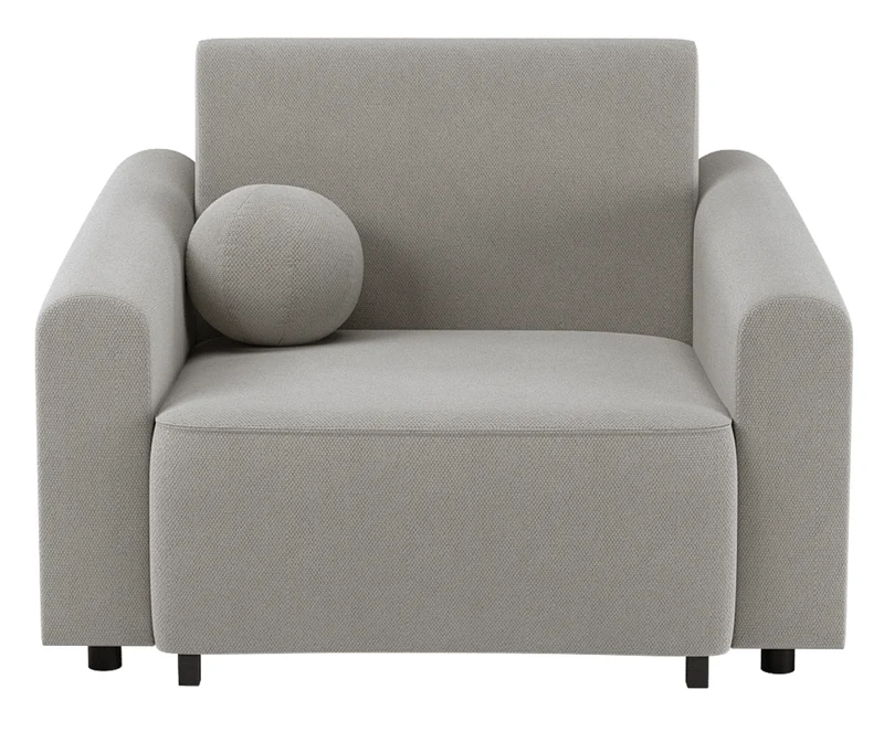 Klappbarer Sessel Stevio mit Stauraum, hellbeiger hydrophober Chenille-Stoff