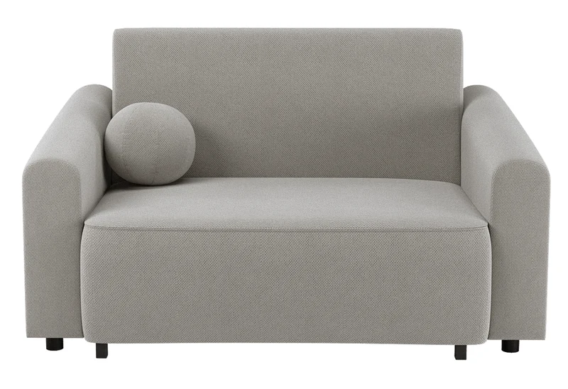Zweisitziges ausziehbares Sofa Stevio 150 cm mit Stauraum, grau-beiger hydrophober Chenillestoff