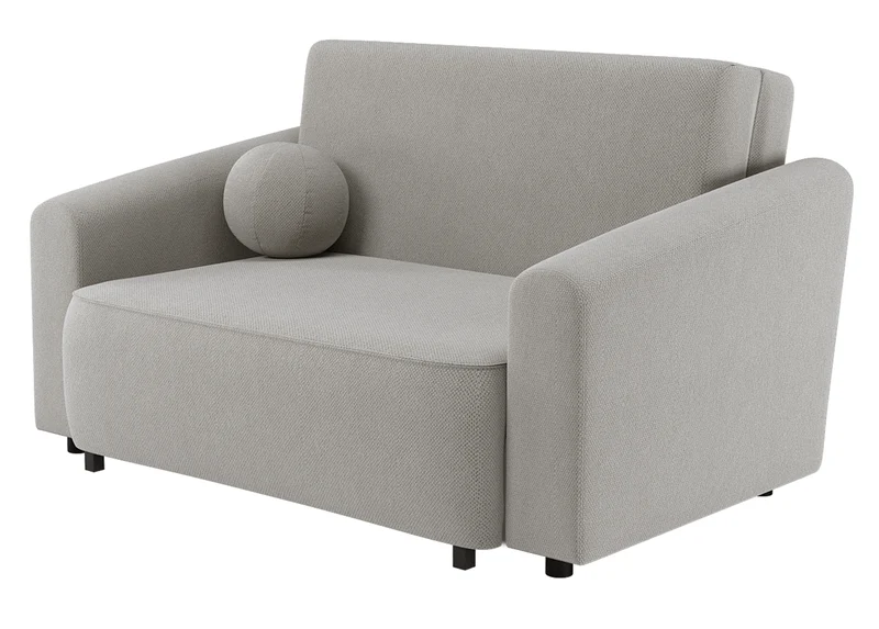 Zweisitziges ausziehbares Sofa Stevio 150 cm mit Stauraum, grau-beiger hydrophober Chenillestoff