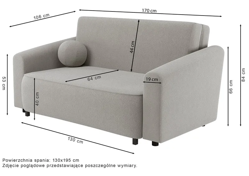 Zweisitziges ausklappbares Sofa Stevio 170 cm mit Stauraum, beige, hydrophobes Chenille