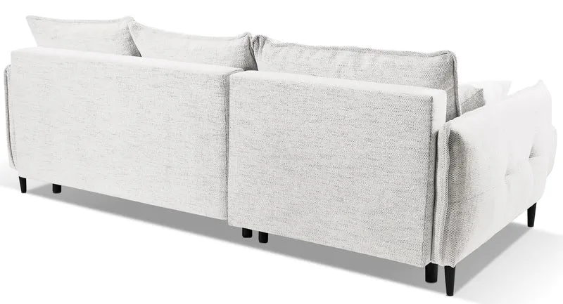 Ecksofa mit Schlafunktion Oblivio mini, L-förmig, linksseitig, mit Stauraum, weißes Geflecht
