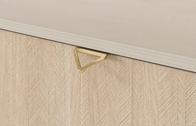 Favoria Nachttisch mit Schublade 54 cm beige/Scandi Fischgrätmuster mit goldenem Griff