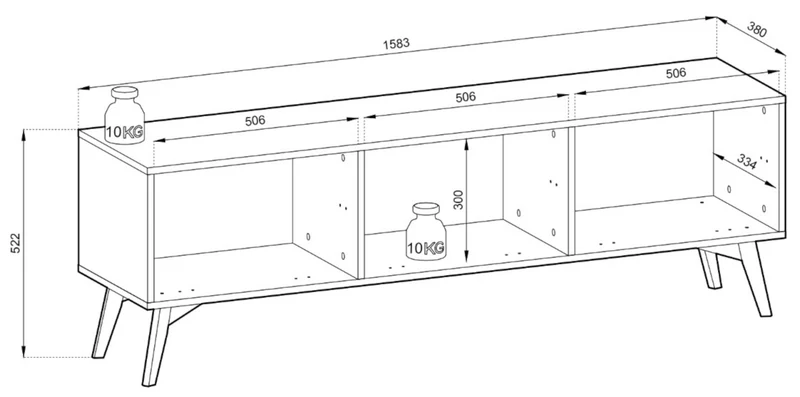 TV-Schrank Favoria 158 cm Eukalyptus/Fischgrät-Scandi mit goldenen Griffen