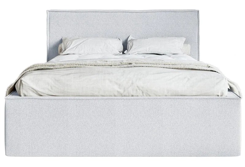 Polsterbett 140x200 cm Lucera mit Stauraum, hellgrauer Chenillestoff