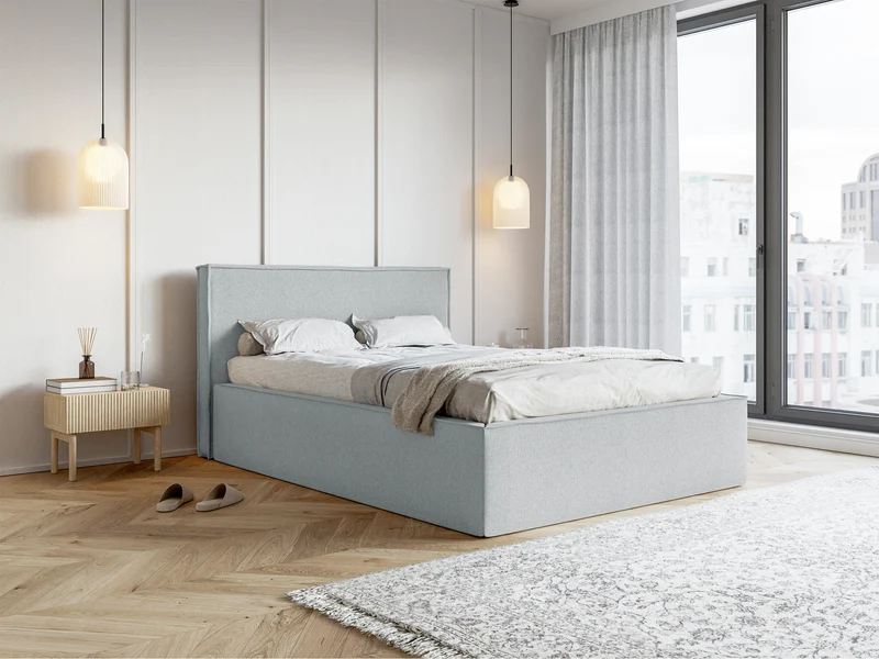 Polsterbett 180x200 cm Lucera mit Stauraum, grauer Chenille-Stoff