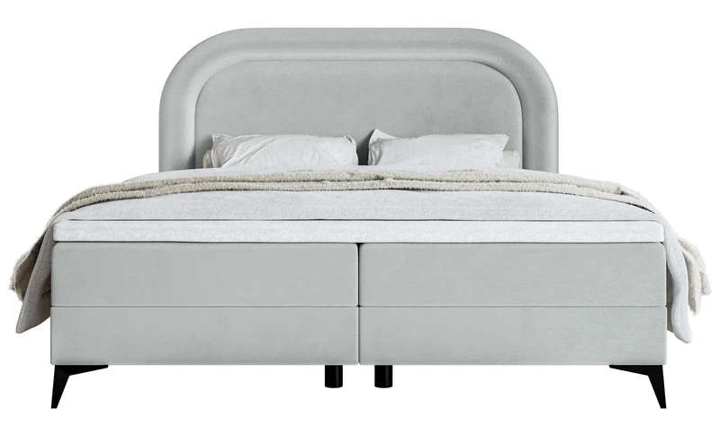 Kontinentalbett 160x200 cm Loreo mit Topper und Stauraum, Tauben-Velours, wasserabweisend