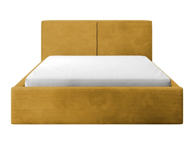 Gepolstertes Bett 160x200 cm Farese mit Stauraum und Gasdruckfeder, senfgelb Cord