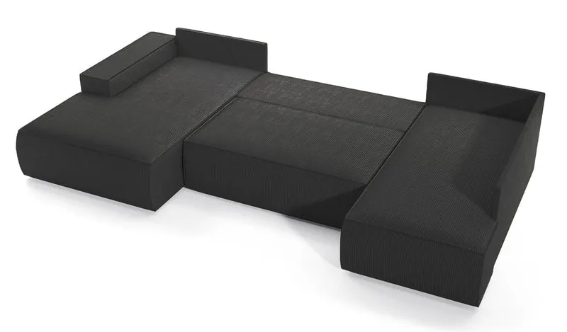 Ecksofa mit Schlaffunktion Farese New U-förmig mit Stauraum, linksseitig, dunkelgrauer Cordstoff