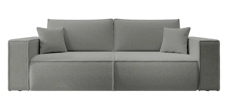 Dreisitziges ausklappbares Sofa Farese mit Stauraum, grau Bouclé