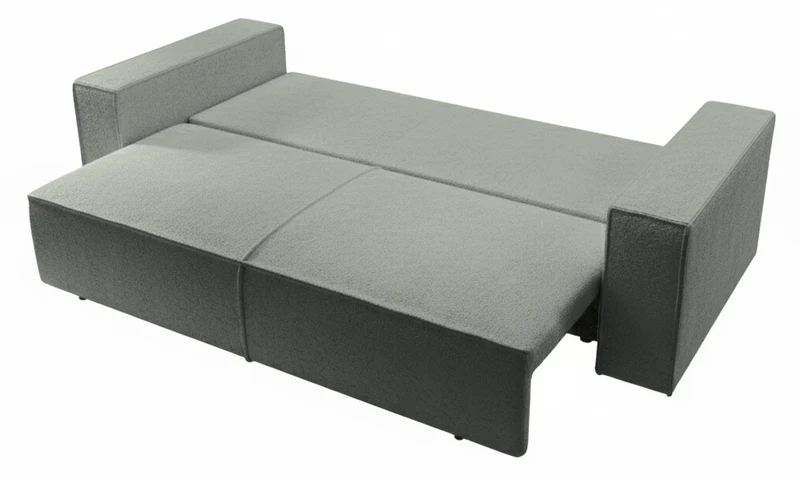 Dreisitziges ausklappbares Sofa Farese mit Stauraum, grau Bouclé