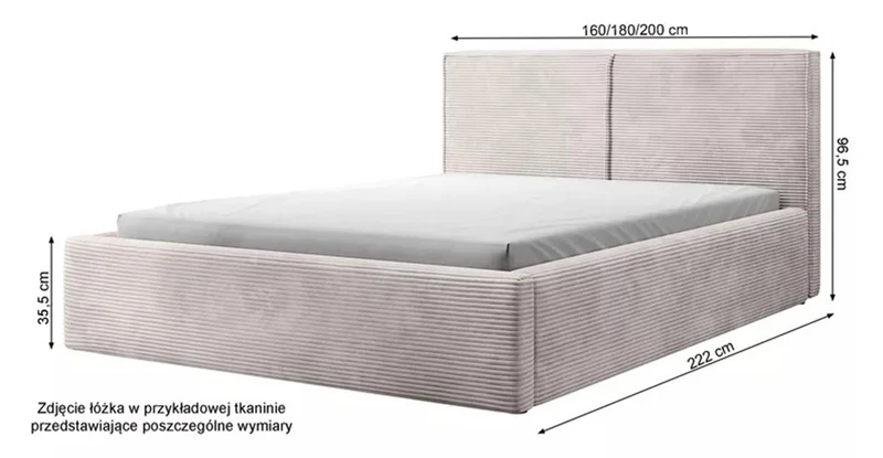 Gepolstertes Bett 160x200 cm Farese mit Stauraum und Gasdruckfeder, dunkelgrauer Cordstoff