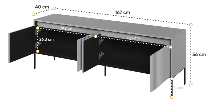 TV-Schrank Trend 167 cm mit LED Grau
