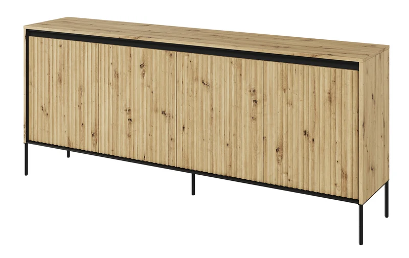 Niedriger vierflügeliger Trend-Kommode 193 cm mit LED Artisan-Eiche