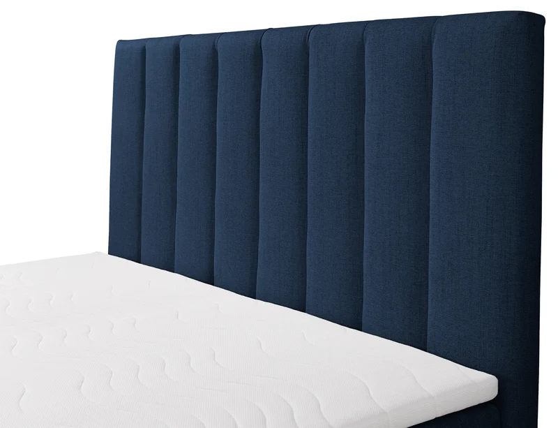 Kontinentalbett 180x200 cm Lorentes mit Stauraum und Topper, marineblaues Geflecht