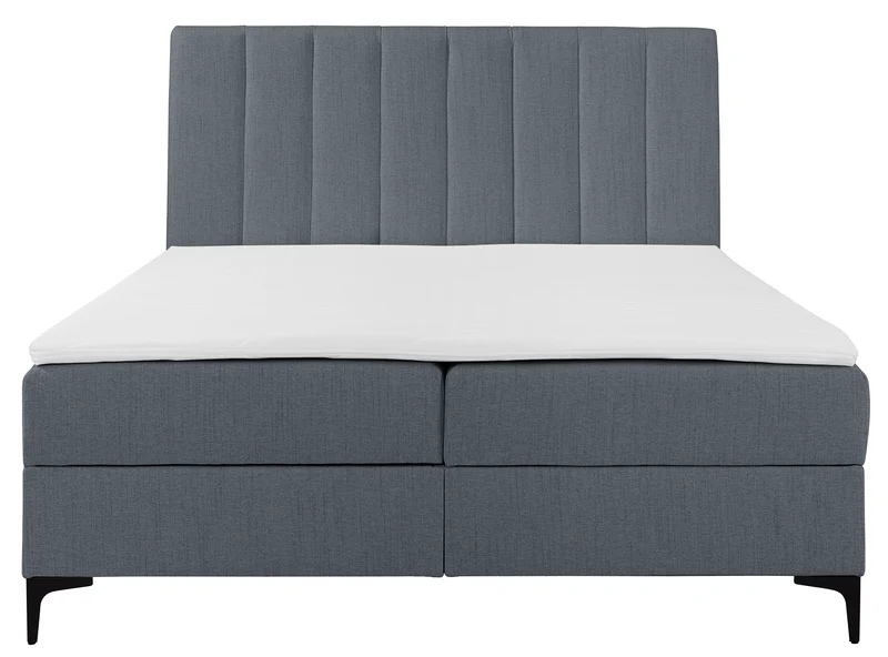 Kontinentales Bett 160x200 cm Lorentes mit Stauraum und Topper, dunkelgraues Geflecht