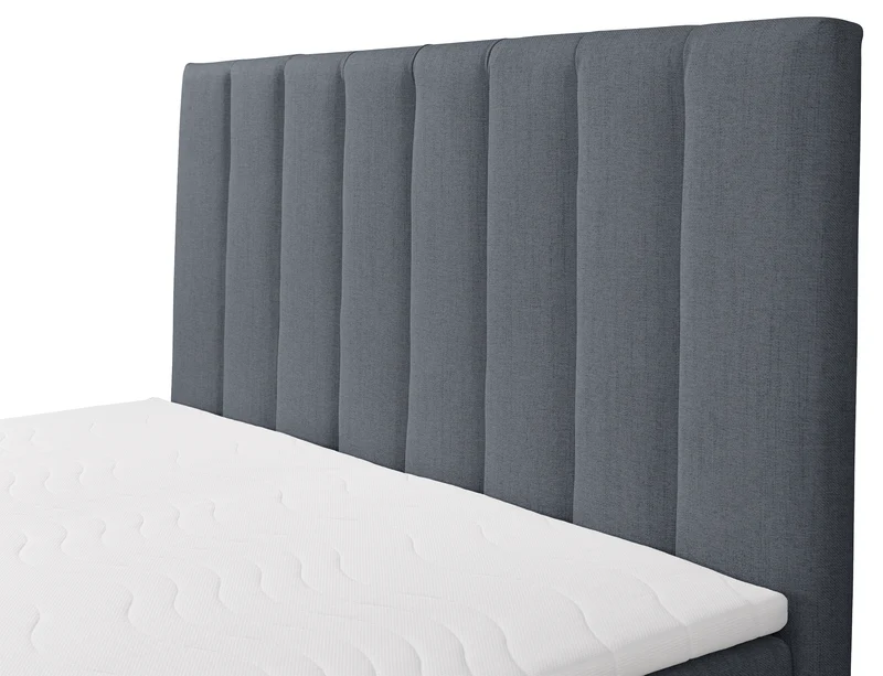 Kontinentales Bett 160x200 cm Lorentes mit Stauraum und Topper, dunkelgraues Geflecht