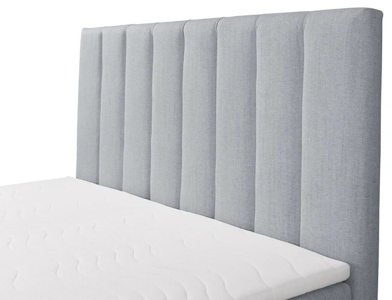 Kontinentalbett 160x200 cm Lorentes mit Stauraum und Topper, hellgraues Geflecht