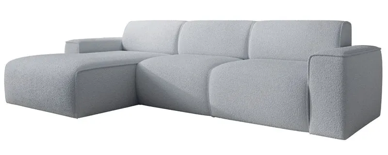Ecksofa Bouvi L-förmig linksseitig hellgrauer Bouclé-Stoff