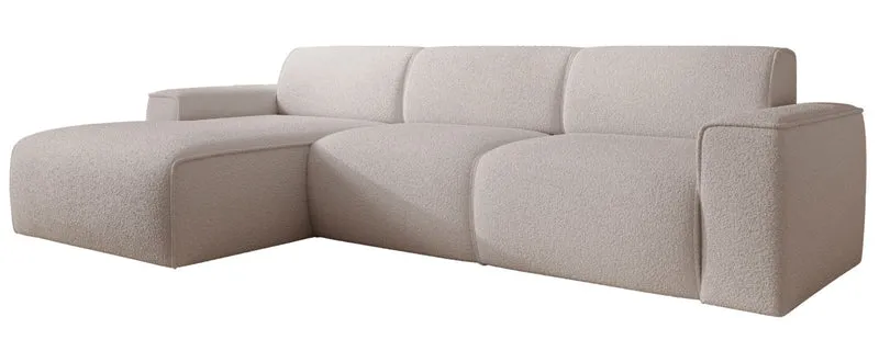 Ecksofa Bouvi, L-förmig, linksseitig, hellbeige Bouclé