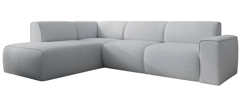 Ecksofa Bouvi L-förmig mit linker Armlehne, hellgrauer Bouclé-Stoff