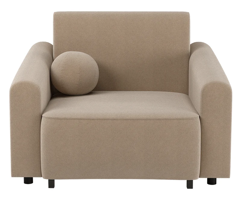 Klappbarer Stevio-Sessel mit Aufbewahrungsfach, beige, hydrophobes Chenille-Gewebe