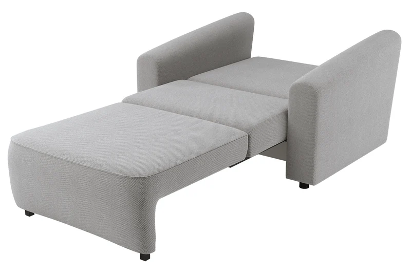 Ausklappbarer Stuhl Stevio mit Stauraum, grauer hydrophober Chenille-Stoff