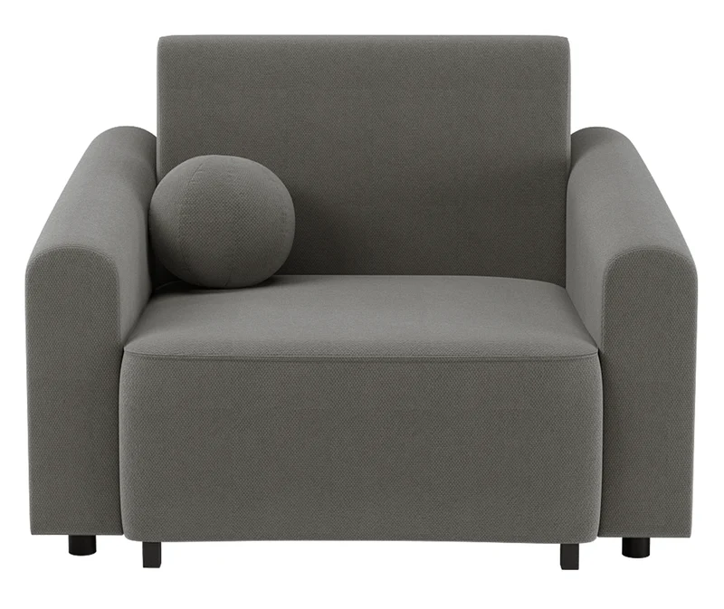 Klappbarer Sessel Stevio mit Stauraum, dunkelgrauer hydrophober Chenillestoff