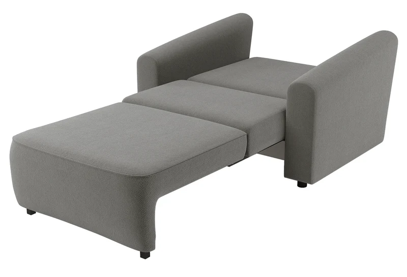 Klappbarer Sessel Stevio mit Stauraum, dunkelgrauer hydrophober Chenillestoff