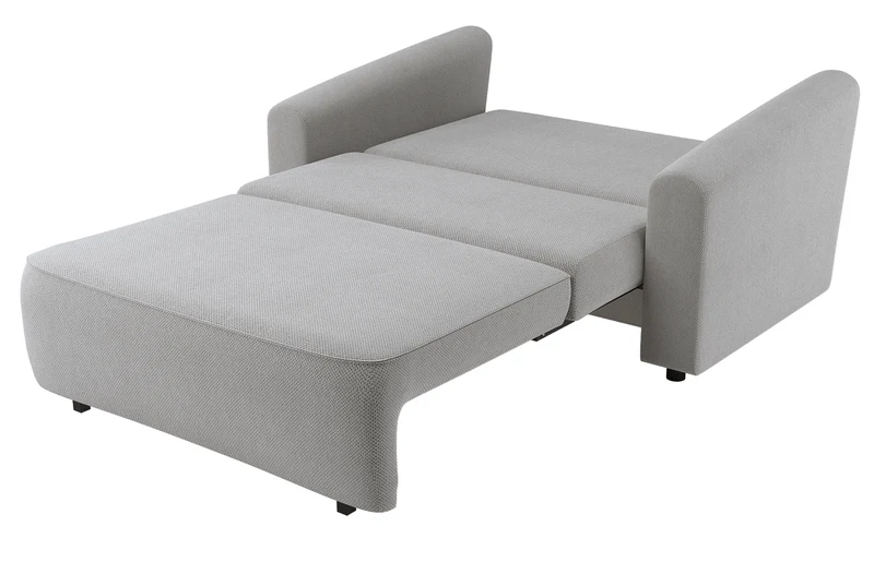 Zweisitziges ausziehbares Sofa Stevio 150 cm mit Stauraum, grauer hydrophober Chenille-Stoff