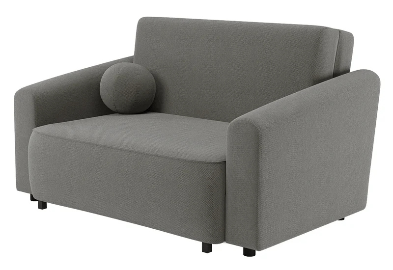 Zweisitziges ausklappbares Sofa Stevio 150 cm mit Stauraum, dunkelgrauer hydrophober Chenillestoff