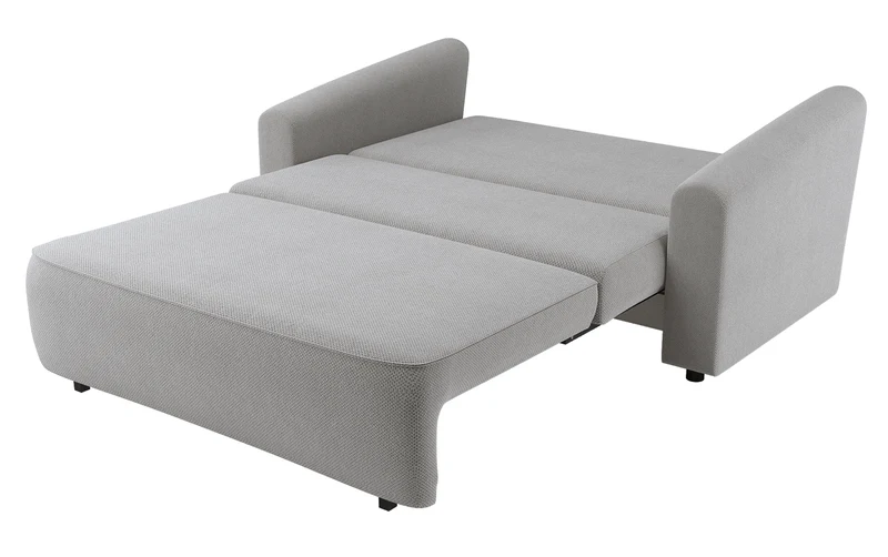 Zweisitziges ausklappbares Sofa Stevio 170 cm mit Stauraum, grauer hydrophober Chenille-Stoff