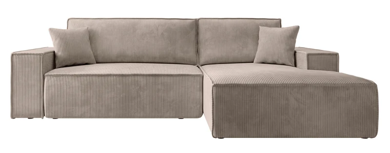 Ecksofa mit Schlaffunktion Farese Mini, L-förmig, rechtsseitig, mit Stauraum, beige Cordstoff