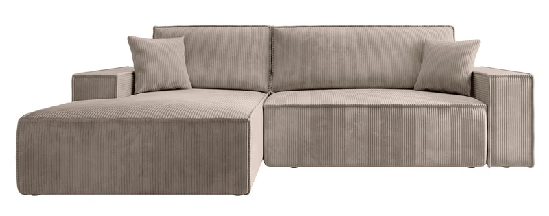 Ecksofa mit Schlaffunktion Farese Mini, L-förmig, linksseitig, mit Stauraum, beige Cordstoff