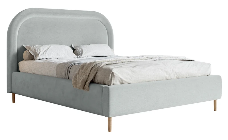 Polsterbett 140x200 cm Loreo mit Stauraum, taubenblauer hydrophober Samt