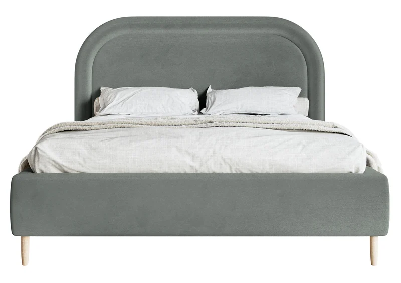 Gepolstertes Bett 160x200 cm Loreo mit Stauraum, grauer wasserabweisender Samt