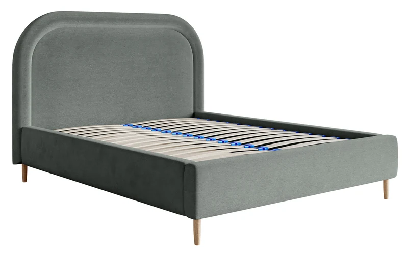 Gepolstertes Bett 160x200 cm Loreo mit Stauraum, grauer wasserabweisender Samt