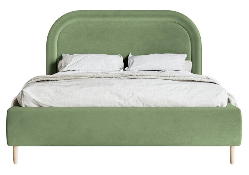 Gepolstertes Bett 160x200 cm Loreo mit Stauraum, Eukalyptus-Velours, wasserabweisend