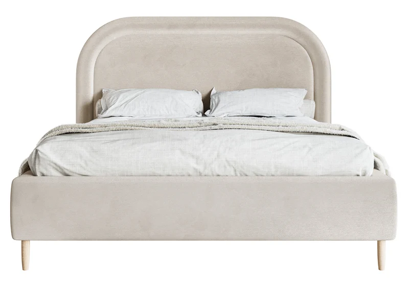 Polsterbett 160x200 cm Loreo mit Stauraum, grau-beiger hydrophober Samt