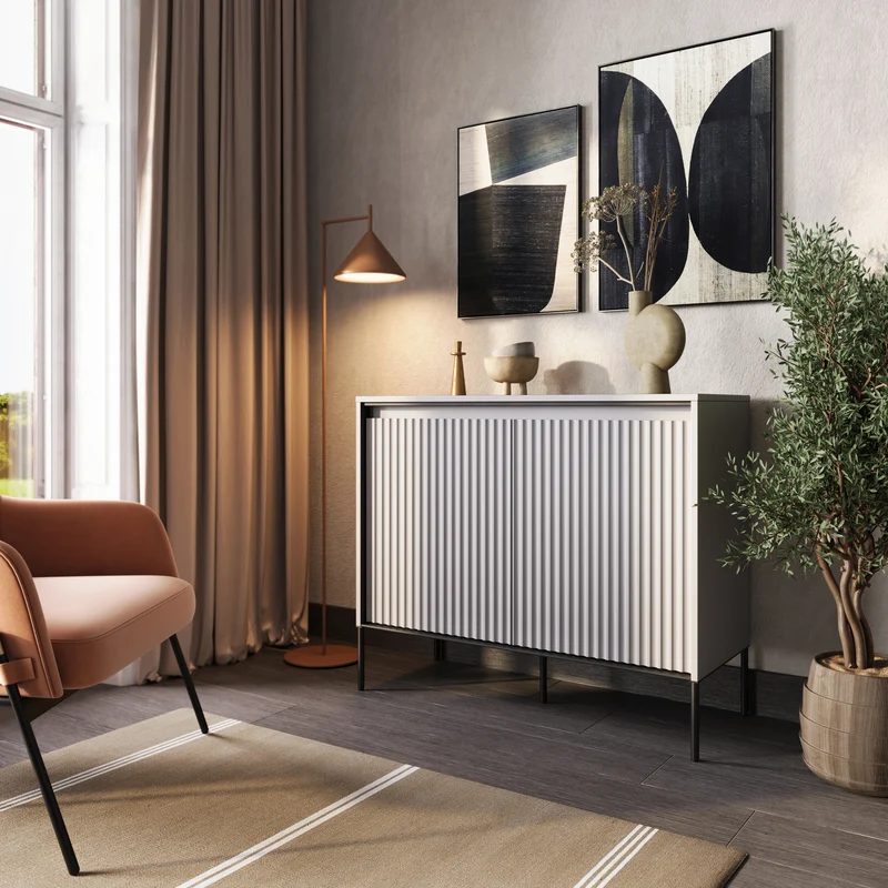 Zweiturige Kommode Trend 98 cm mit LED Grau