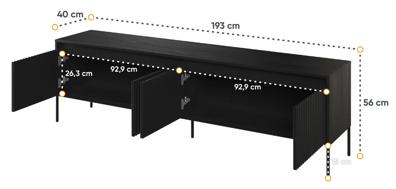 TV-Schrank Trend 193 cm mit LED Schwarz
