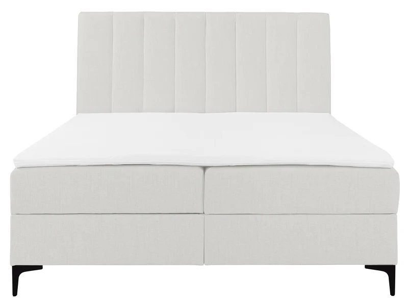 Kontinentales Bett 140x200 cm Lorentes mit Stauraum und Topper, cremefarbenes Geflecht
