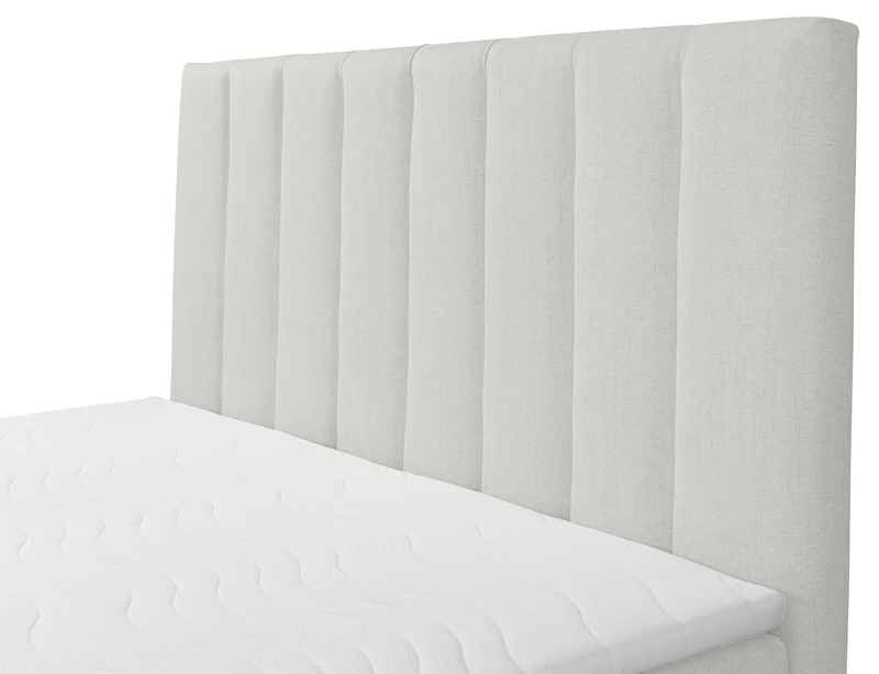 Kontinentales Bett 140x200 cm Lorentes mit Stauraum und Topper, cremefarbenes Geflecht