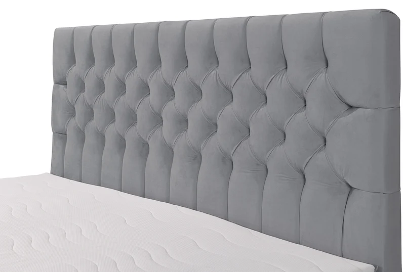 Kontinentalbett 180x200 cm Daissy mit Stauraum und Topper, grauer Samt