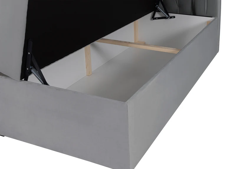 Kontinentalbett 180x200 cm Daissy mit Stauraum und Topper, grauer Samt