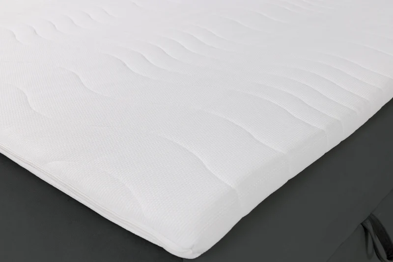 Kontinentales Bett 180x200 cm Daissy mit Stauraum und Topper, dunkelgrauer Samt