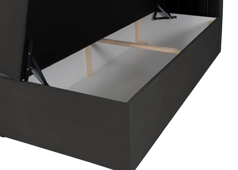 Kontinentales Bett 180x200 cm Daissy mit Stauraum und Topper, dunkelgrauer Samt