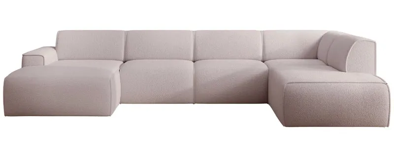 Ecksofa Bouvi U-förmig, rechtsseitig, beige Bouclé