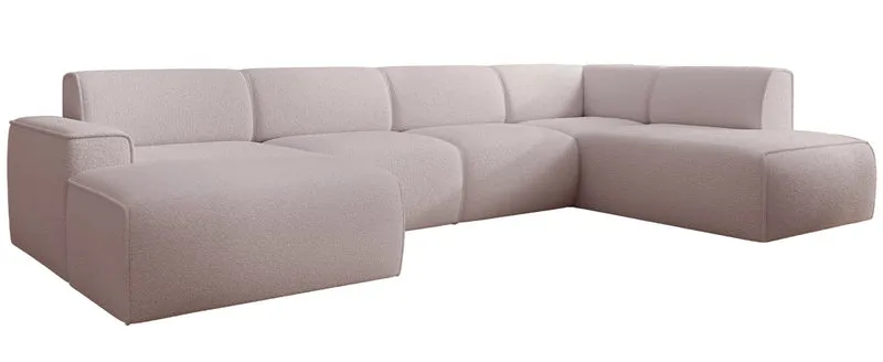 Ecksofa Bouvi U-förmig, rechtsseitig, beige Bouclé