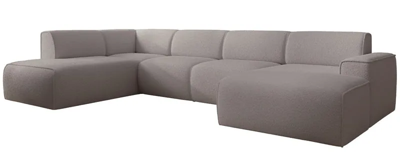 Ecksofa Bouvi U-förmig linksseitig in grau-braunem Bouclé