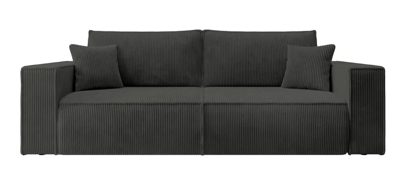 Dreisitziges ausklappbares Sofa Farese mit Stauraum, dunkelgrauer Cordstoff